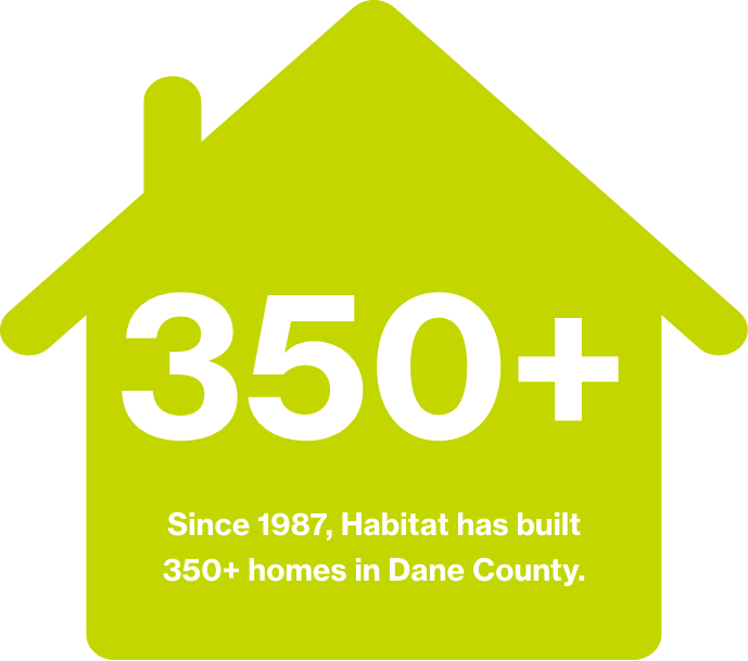 Since 1987, Habitat has built 350+ homes in Dane County.